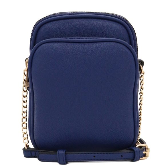 Multi Pocket Pu Leather Casual Crossbody Bag With Adjustable Strap Navy :^) - Picture 2 of 7